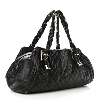 Chanel Distressed Lambskin Lady Braid Bowler Black 3 of 9