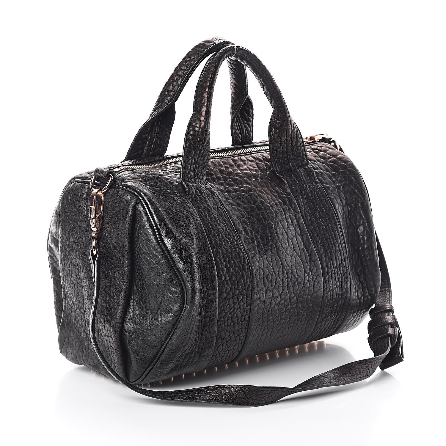 Alexander Wang Pebbled Lambskin Rocco Black Rose Gold Hardware 3 of 9