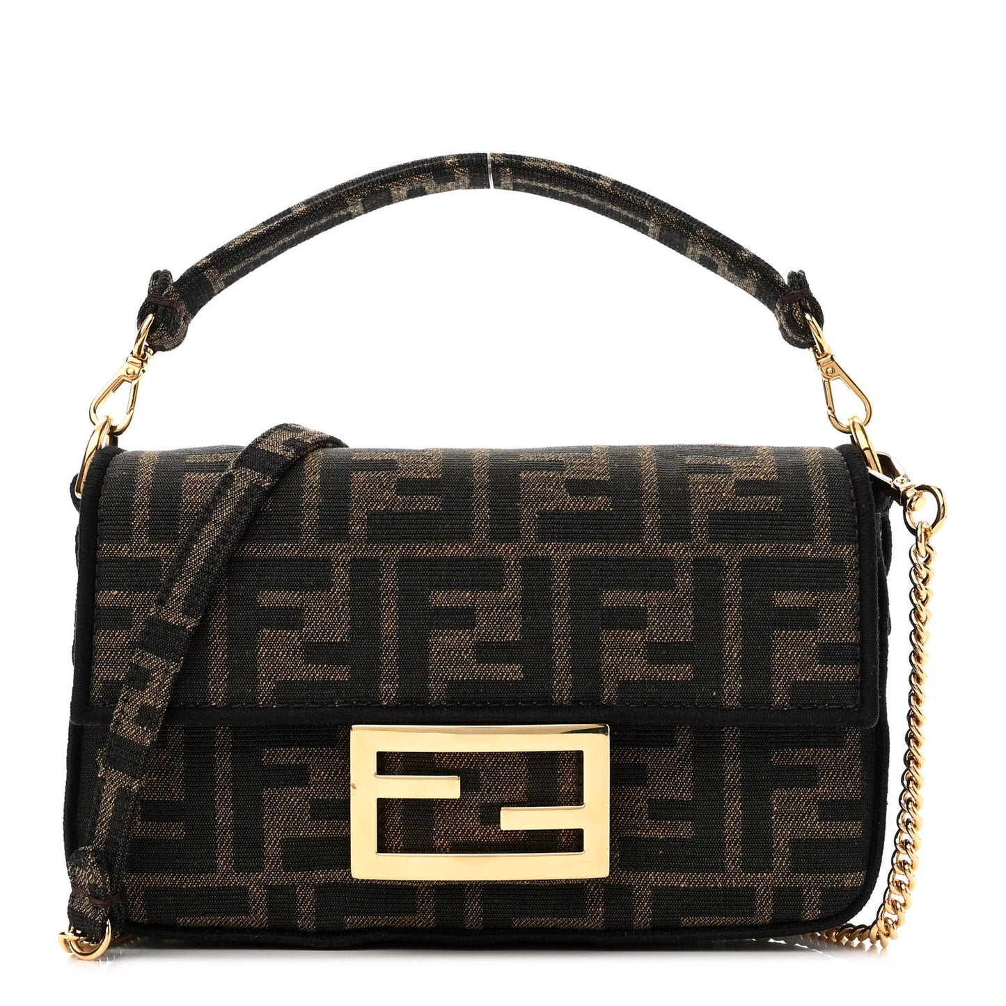 Fabric Jacquard FF 1974 Mini Baguette Tobacco Moro Black