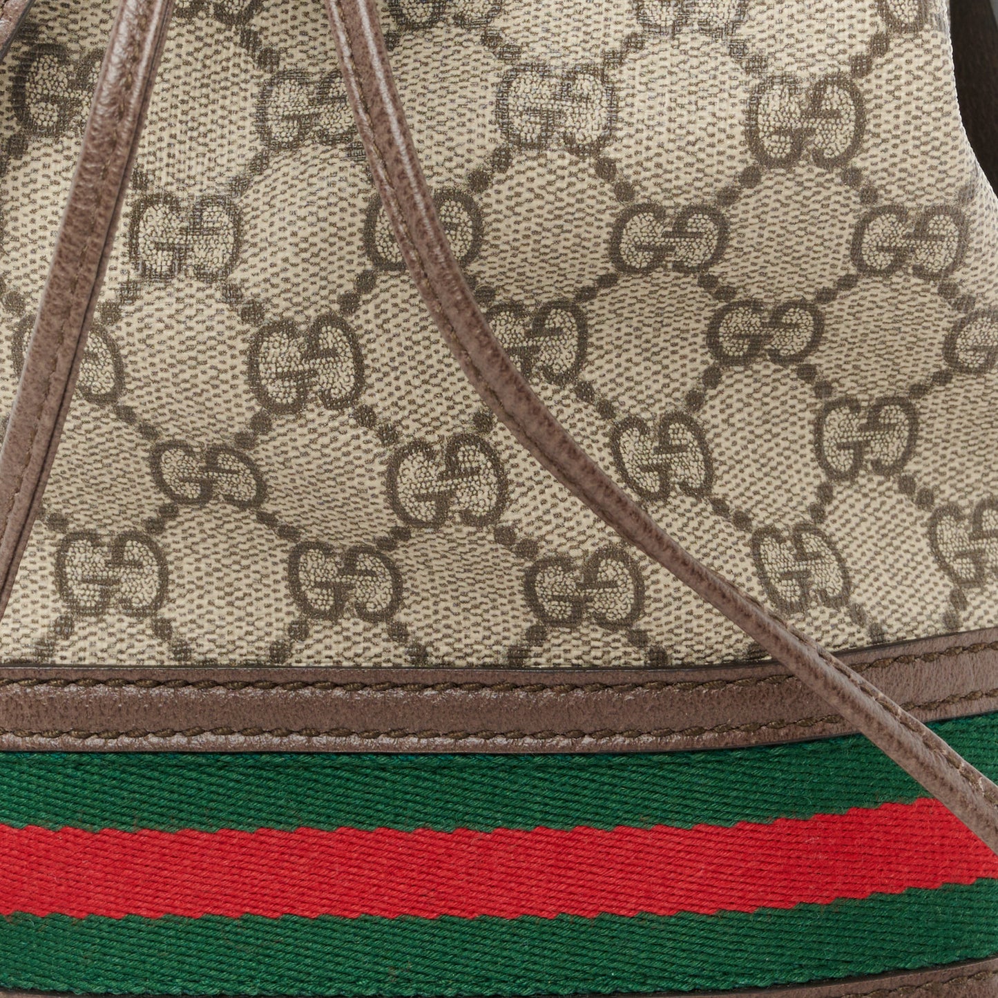 GG Supreme Monogram Web Mini Ophidia Bucket Bag Brown