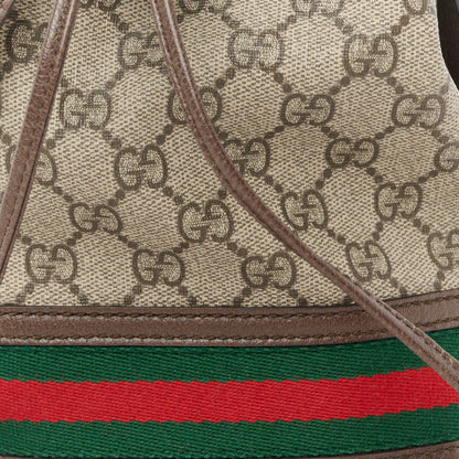 Gucci GG Supreme Monogram Web Mini Ophidia Bucket Bag Brown 8 of 10