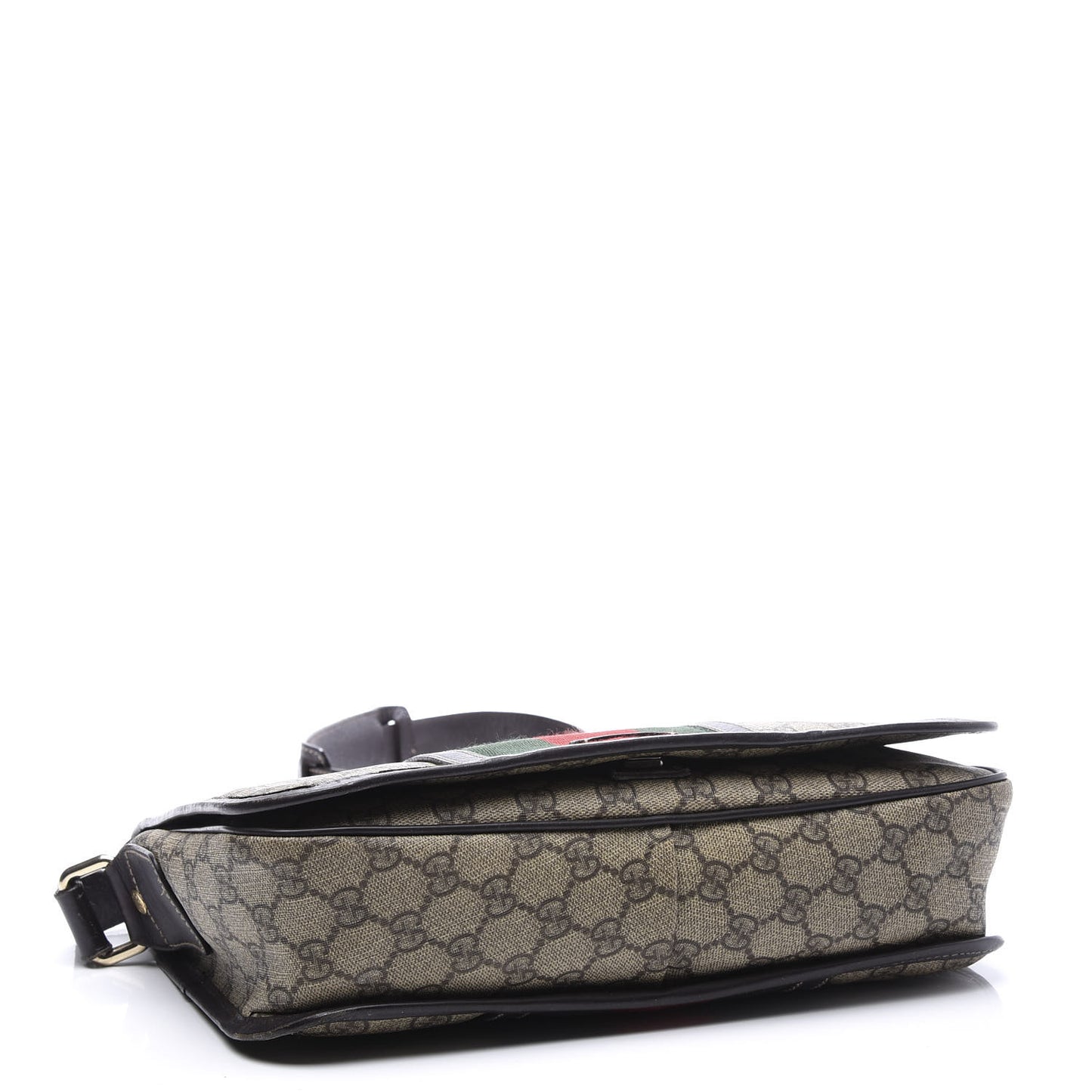 GG Plus Monogram Web Medium Flap Messenger Beige Dark Brown