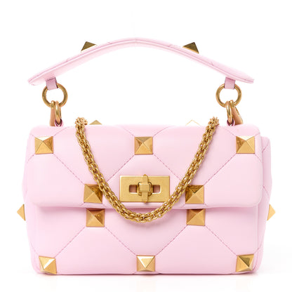 Valentino Garavani Nappa Medium Roman Stud Shoulder Bag Pink Borealis 1 of 12