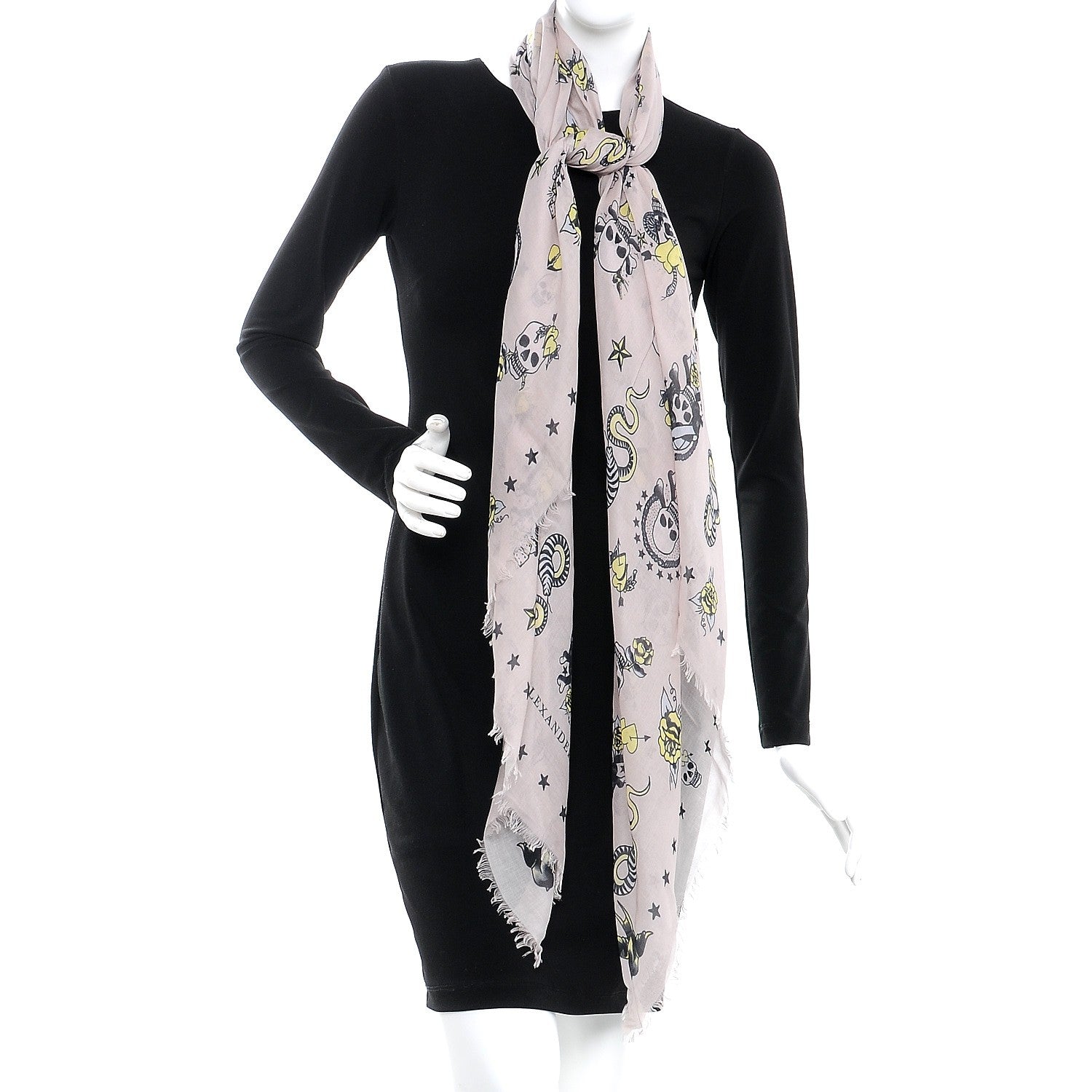 Alexander McQueen Modal Silk Flower Skull Scarf Pink 2 of 5