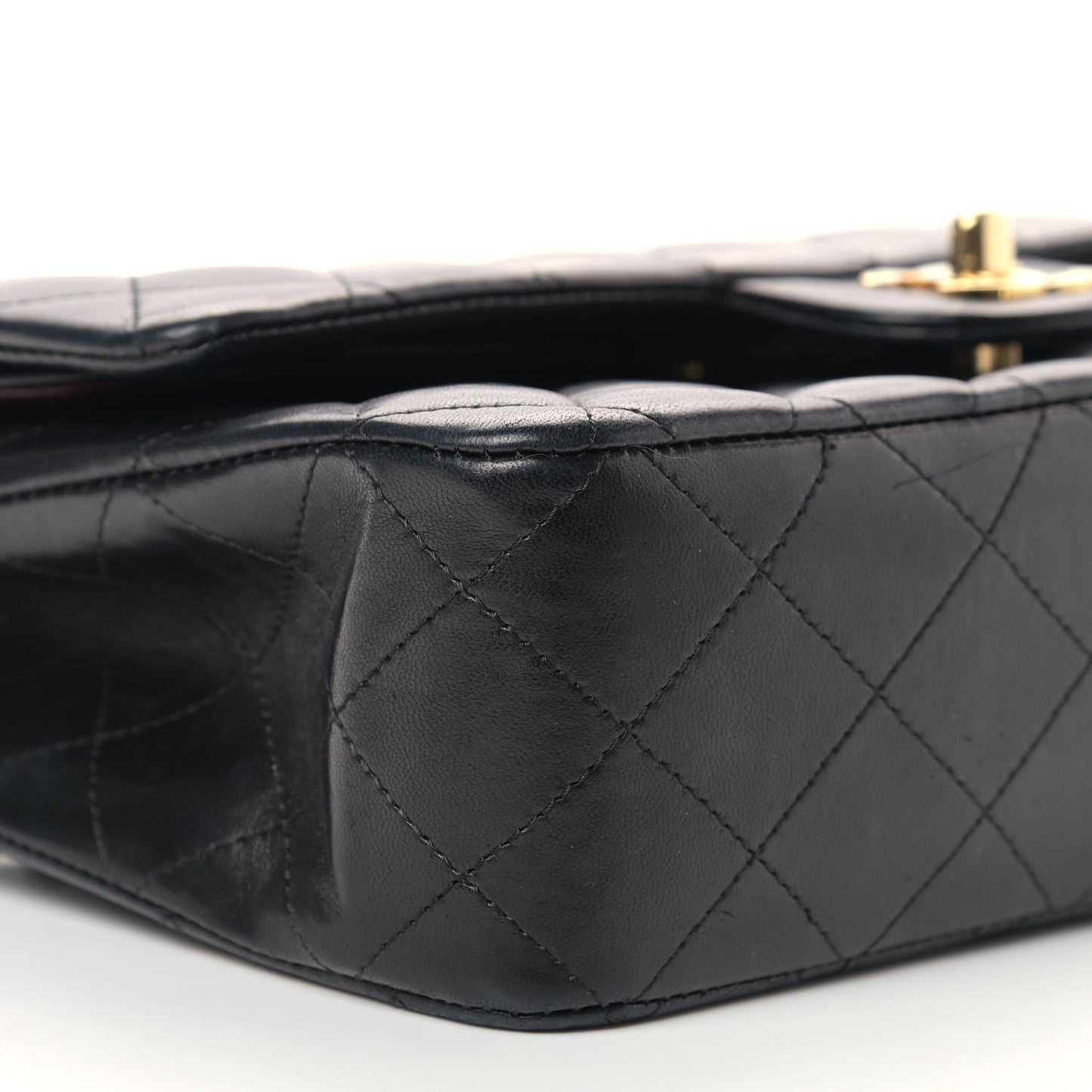Lambskin Quilted Medium Double Flap Black