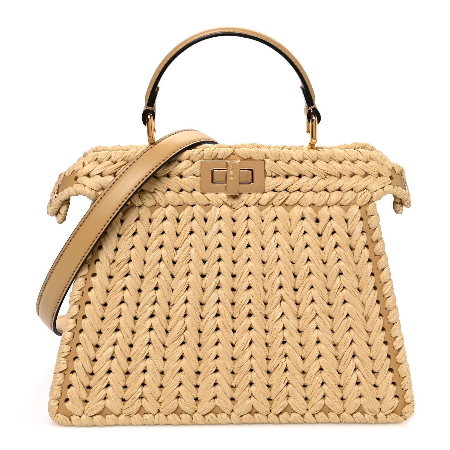 Raffia Embroidered Vitello King Shiny Nappa Intreccio Small Peekaboo I SEE U Satchel Sahara