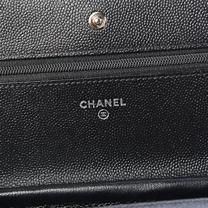 Chanel Caviar Chevron Quilted Wallet On Chain WOC Black 6 of 13