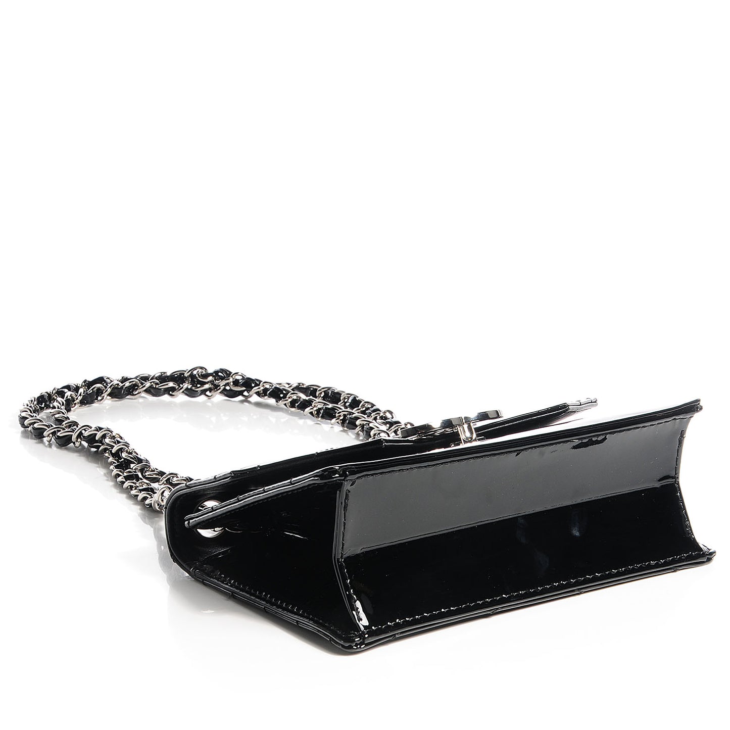 Patent Chevron Small Cutaway Flap Black