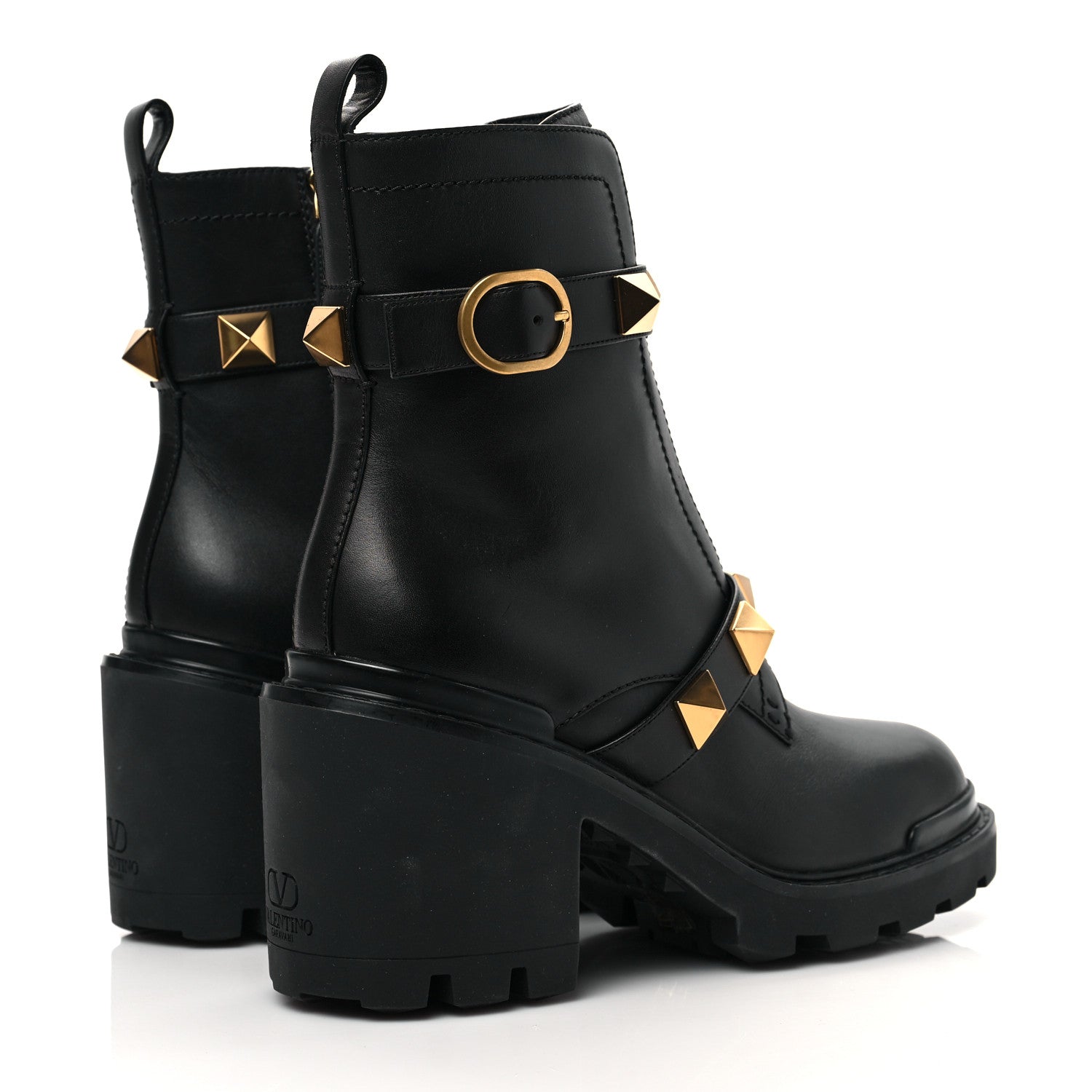 Valentino Garavani Calfskin Roman Stud 20/85mm Combat Boots 40.5 Black 4 of 8
