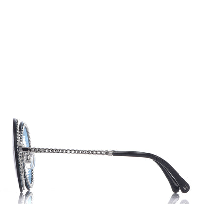 Chanel Chain Round Sunglasses 4245 Blue Silver 3 of 8