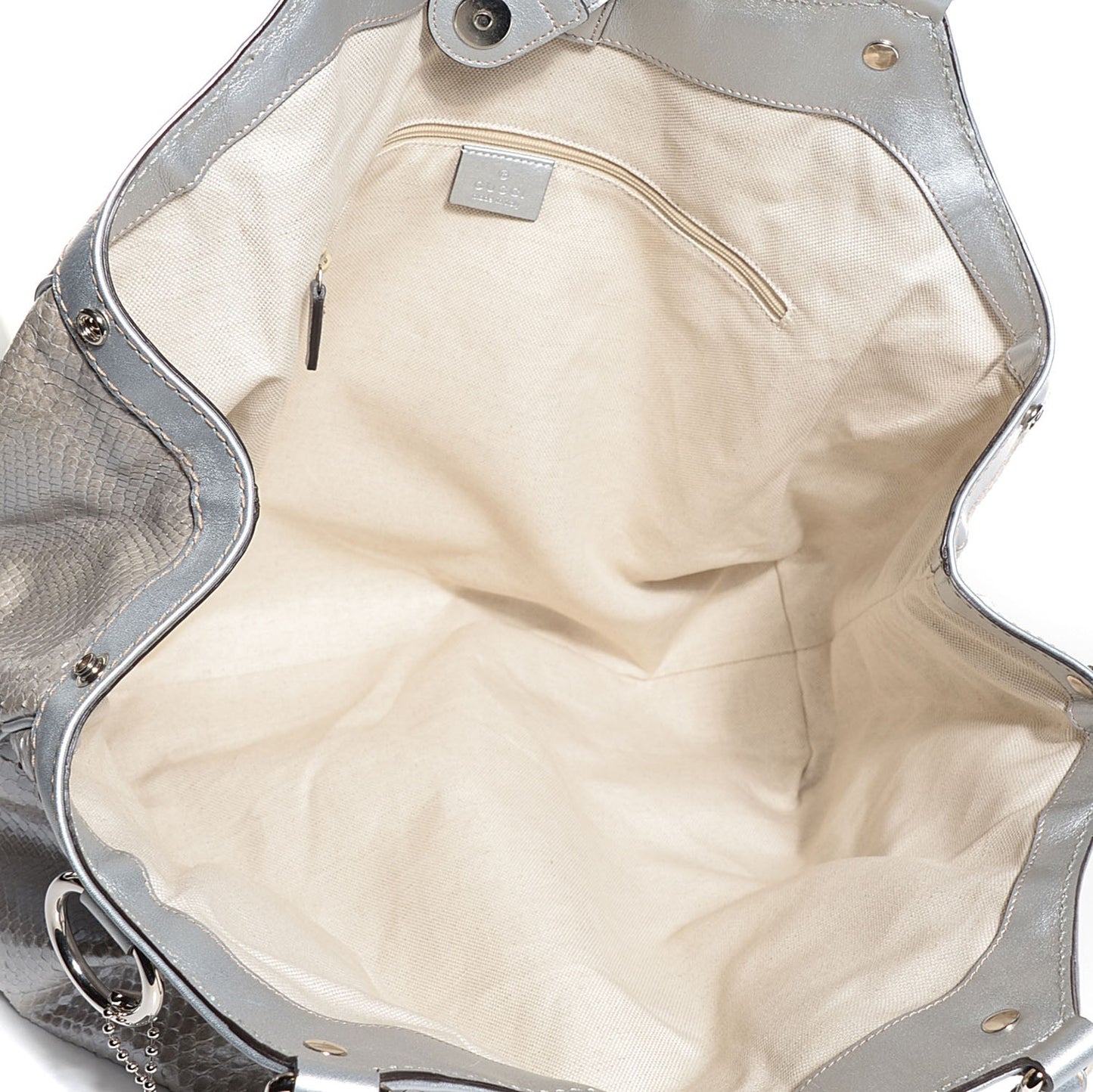 Metallic Python Large Sukey Tote Silver