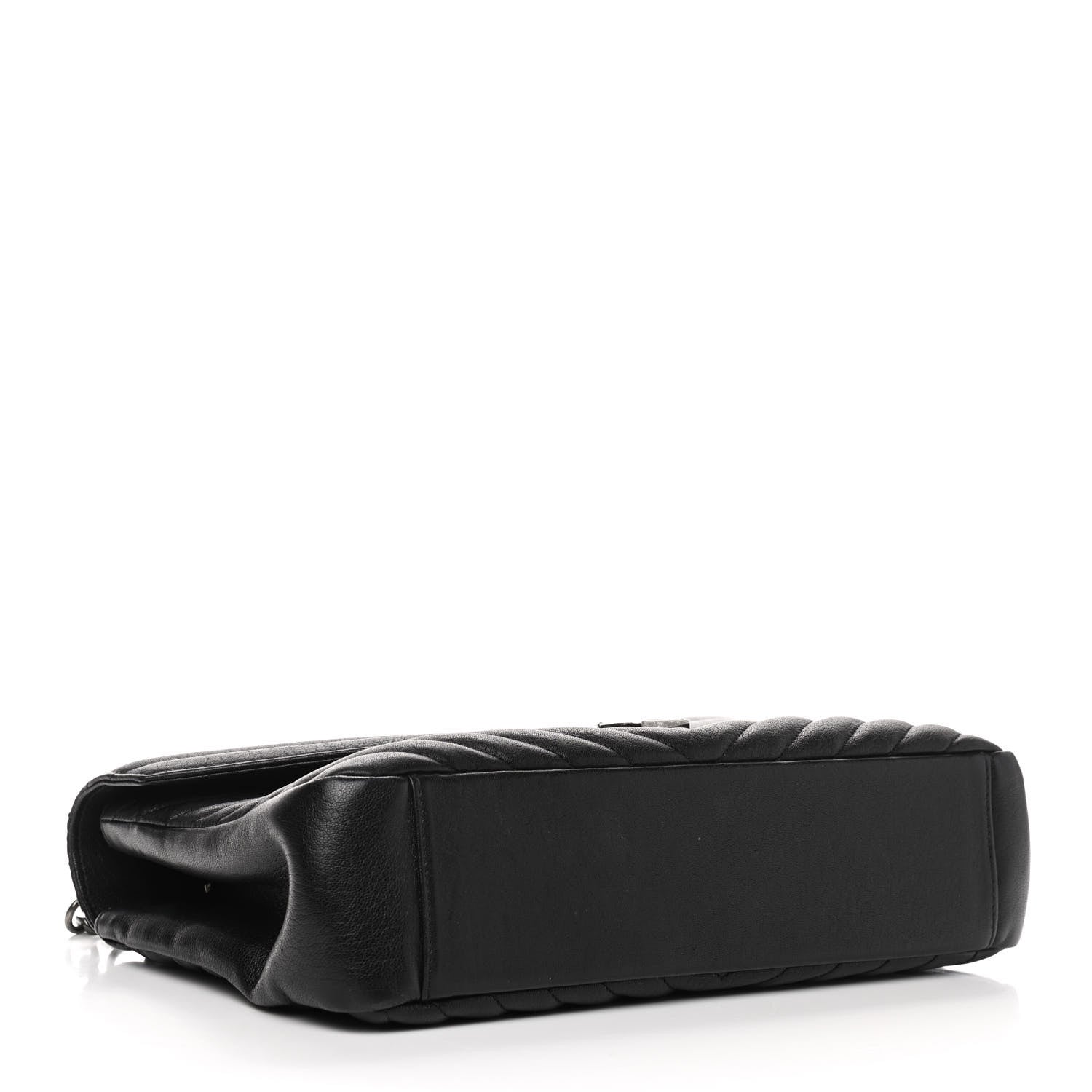 Saint Laurent Sheepskin Matelasse Chevron Monogram Large College Satchel Black 4 of 11