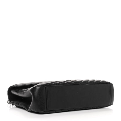 Saint Laurent Sheepskin Matelasse Chevron Monogram Large College Satchel Black 4 of 11