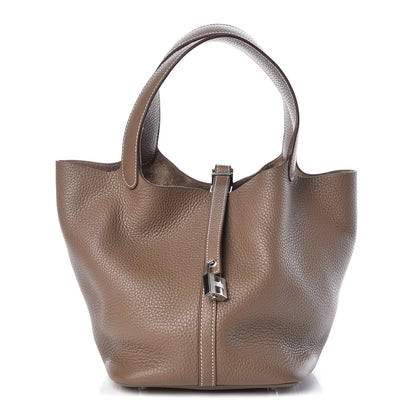 Hermes Taurillon Clemence Picotin Lock 22 MM Etoupe 1 of 10