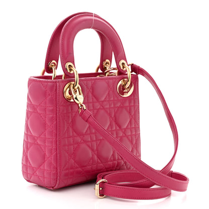 Christian Dior Lambskin Cannage Mini Lady Dior Fuchsia 3 of 15