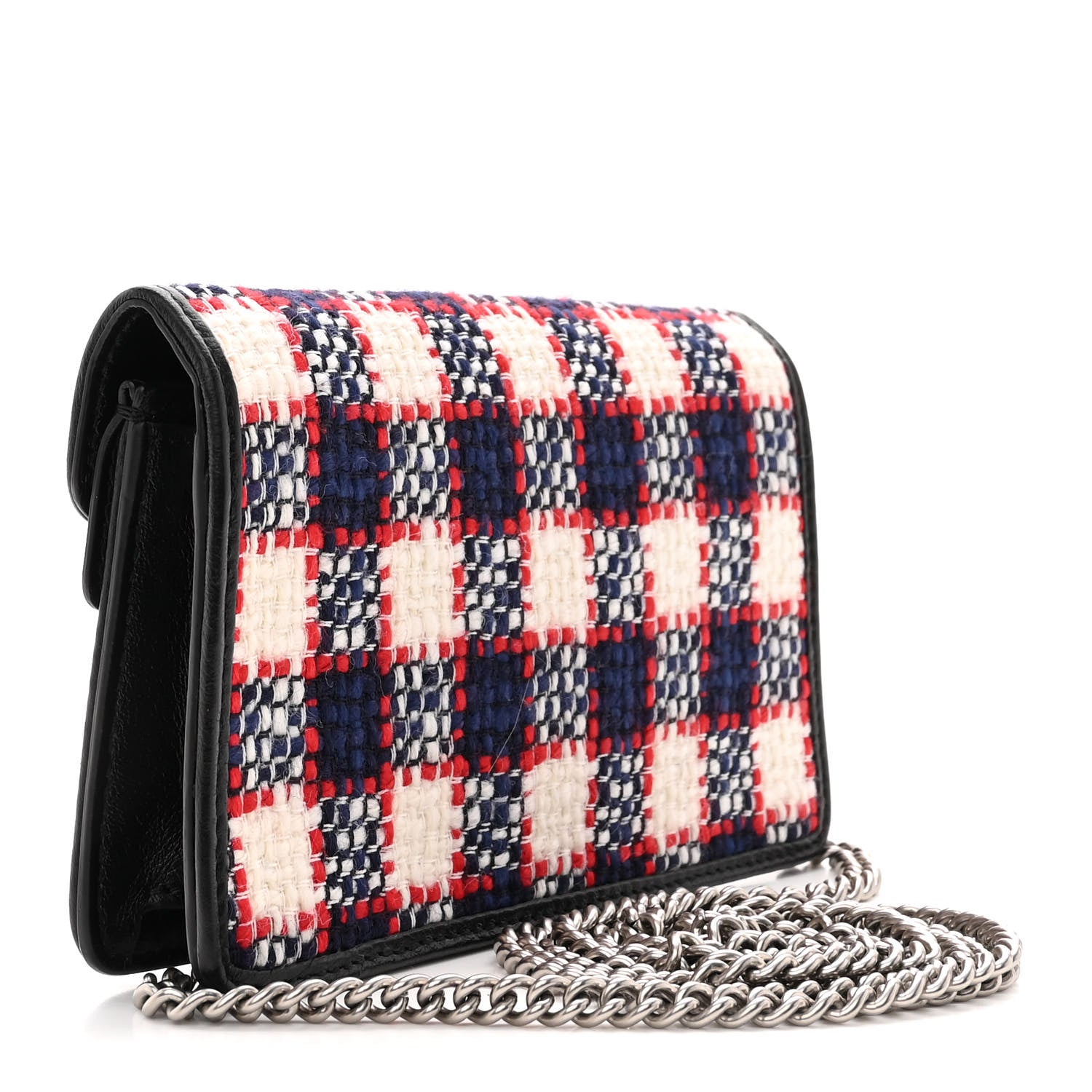 Gucci Vintage Tweed Check Super Mini Dionysus Shoulder Bag White Hibiscus Red Marine 3 of 13