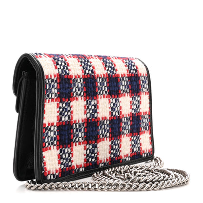 Gucci Vintage Tweed Check Super Mini Dionysus Shoulder Bag White Hibiscus Red Marine 3 of 13