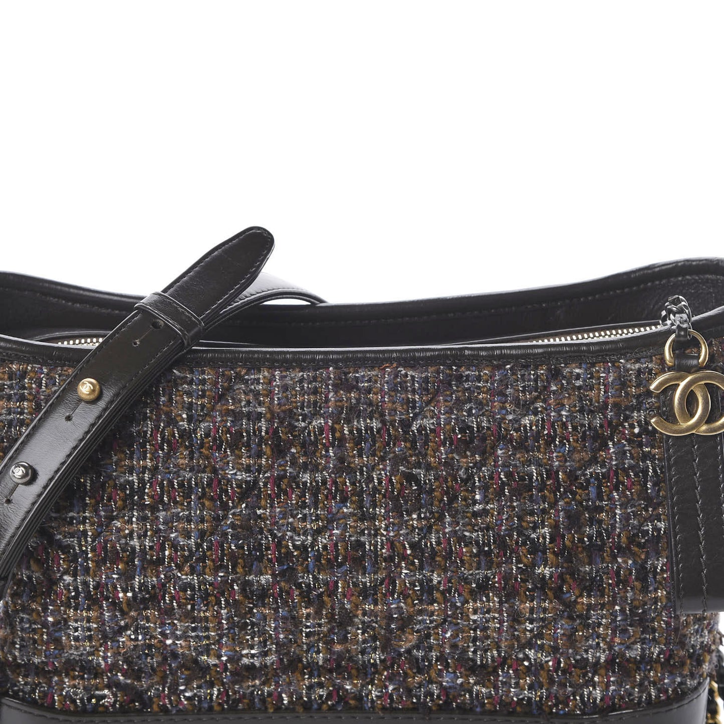 Tweed Calfskin Medium Gabrielle Hobo Brown