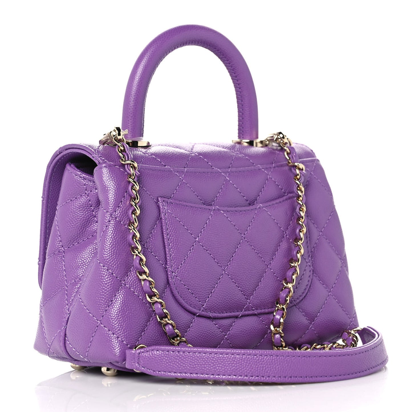 Caviar Quilted Extra Mini Coco Handle Flap Purple