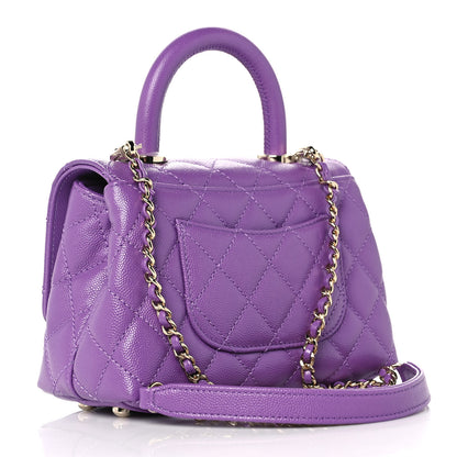 Chanel Caviar Quilted Extra Mini Coco Handle Flap Purple 3 of 10