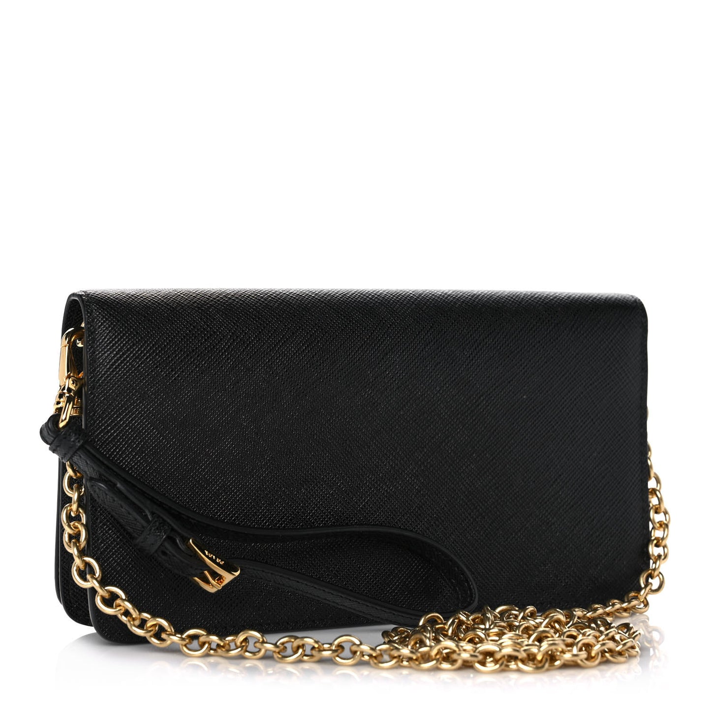 Saffiano Metal Phone Wristlet Crossbody Wallet Black