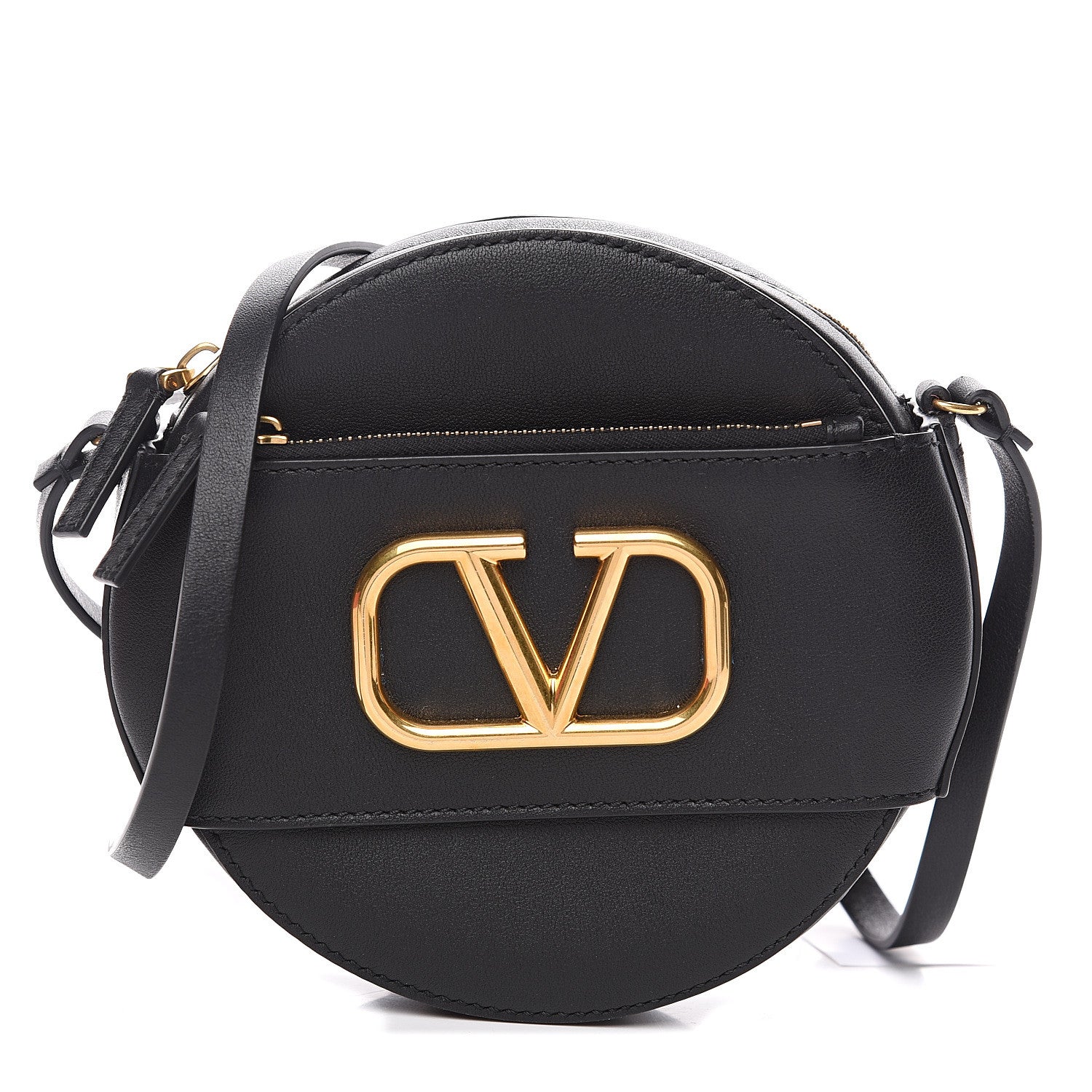 Valentino Garavani Calfskin VLogo Round Crossbody Bag Black 1 of 8