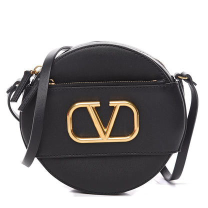 Valentino Garavani Calfskin VLogo Round Crossbody Bag Black 1 of 8