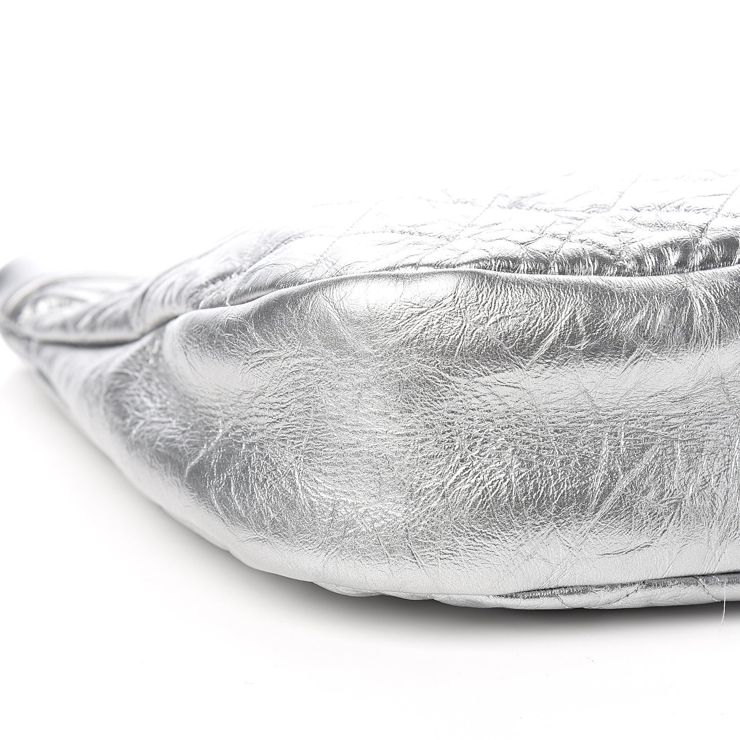 Metallic Crumpled Calfskin Small 31 Shopping Bag Silver