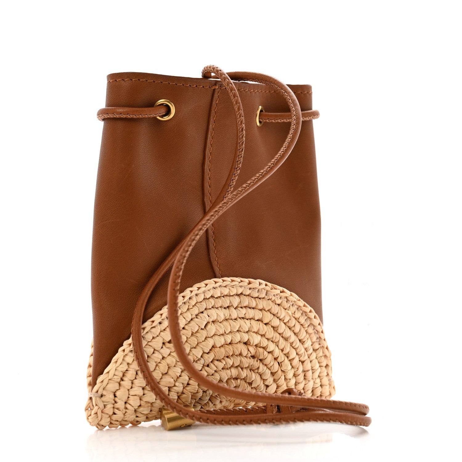 Saint Laurent Raffia Cassandre Mini Pochon Crossbody Bag Brick Natural 3 of 11