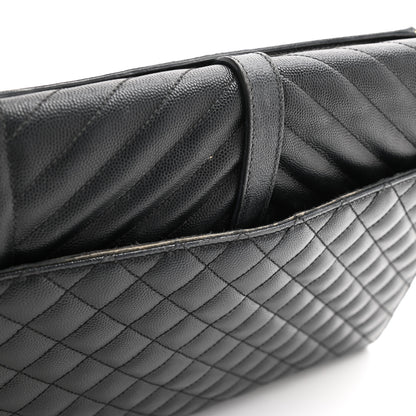 Saint Laurent Grain De Poudre Textured Mixed Matelasse Large Triquilt Monogram Satchel Black 33 of 35