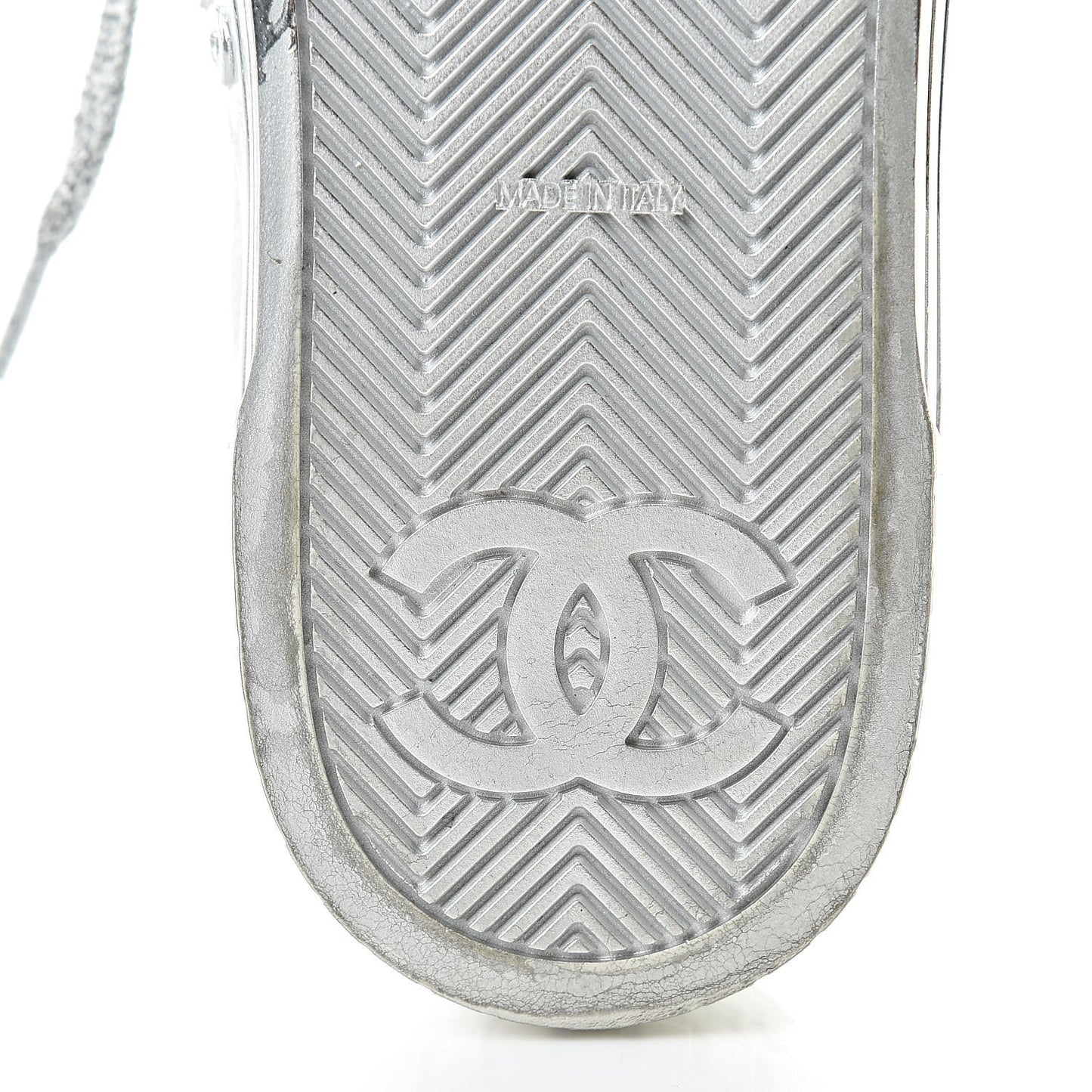 Laminated Lambskin Sneakers 37.5 Silver