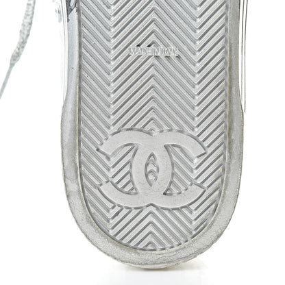 Chanel Laminated Lambskin Sneakers 37.5 Silver 6 of 17