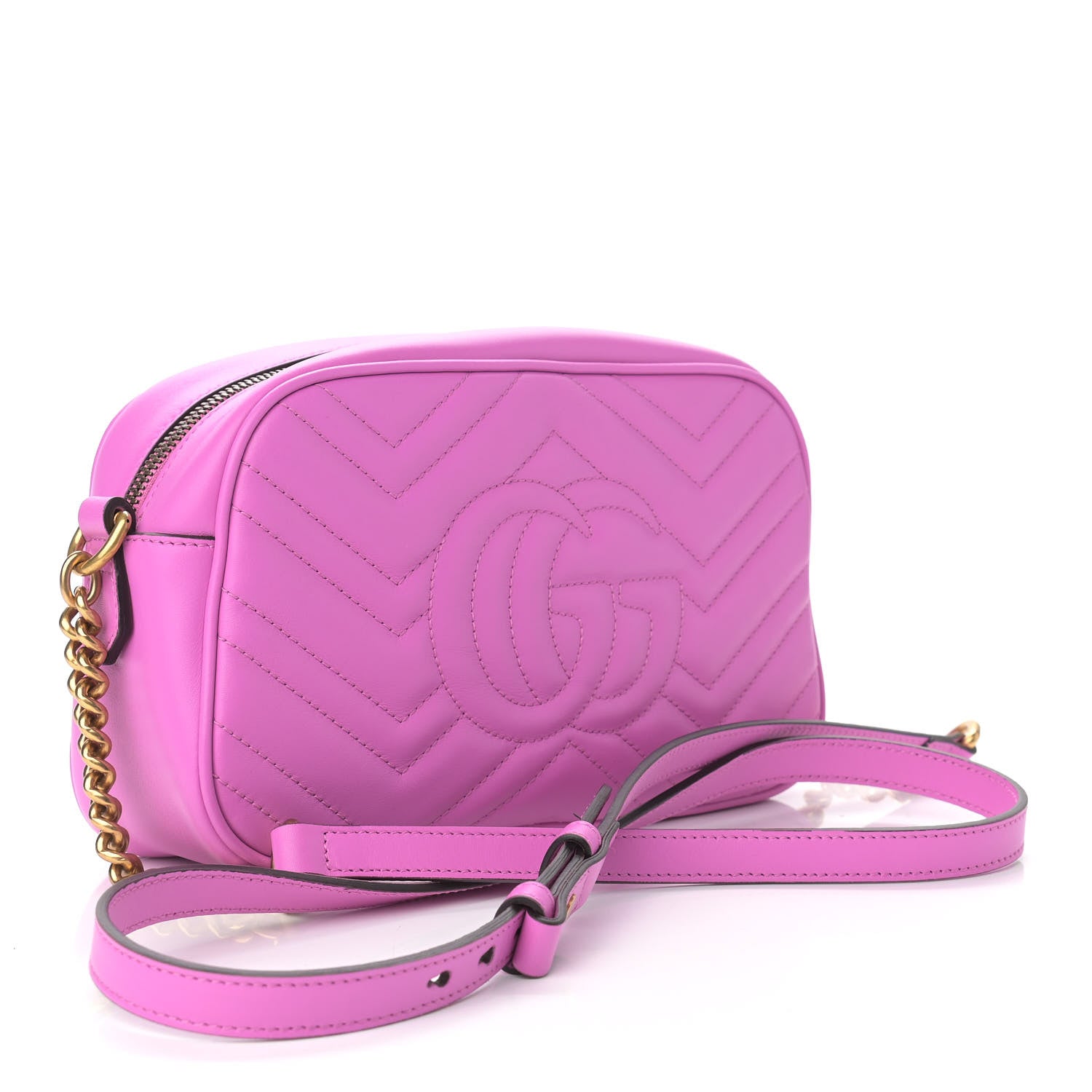 Gucci Calfskin Matelasse Small GG Marmont Chain Shoulder Bag Candy Mousse 3 of 10