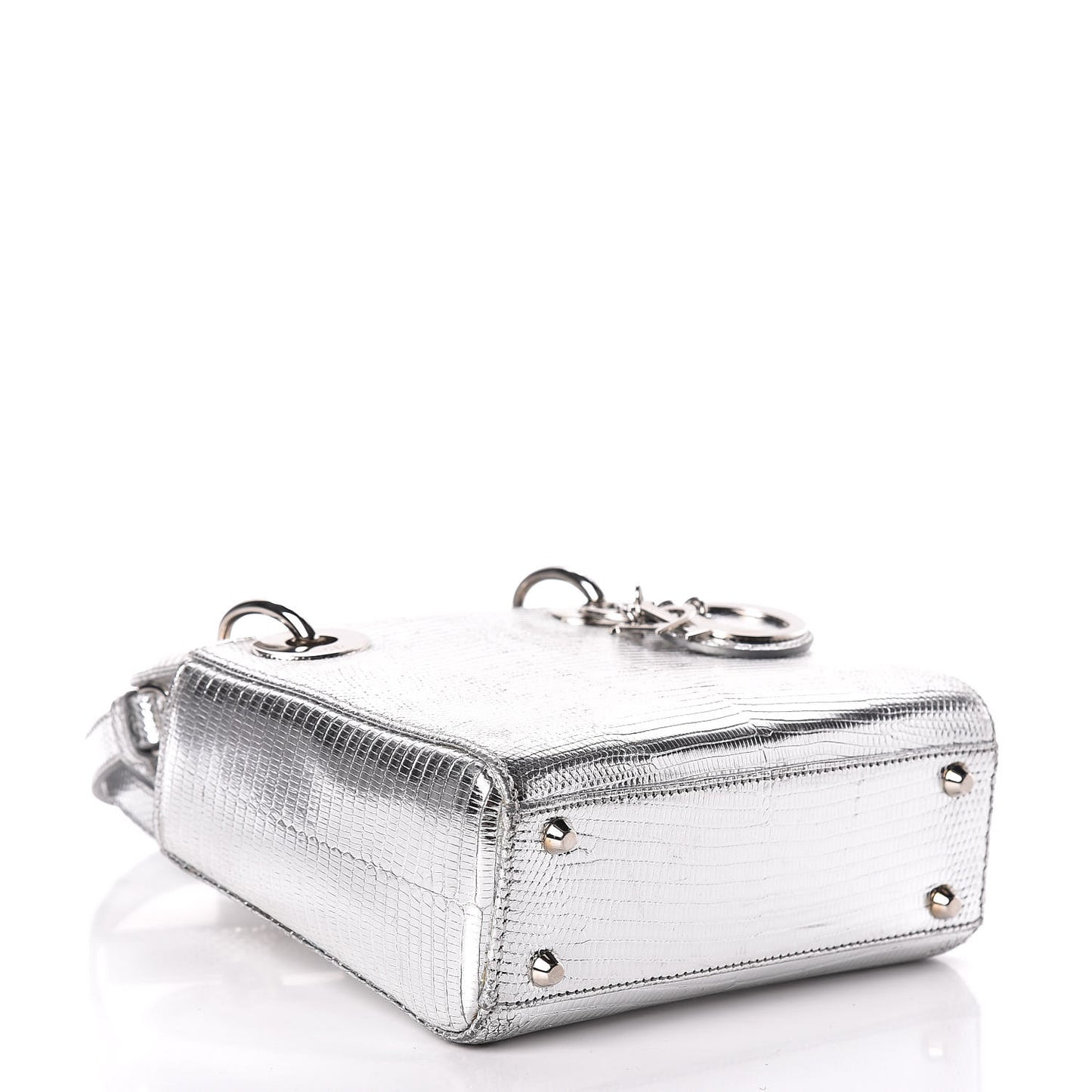 Metallic Lizard Mini Lady Dior Silver