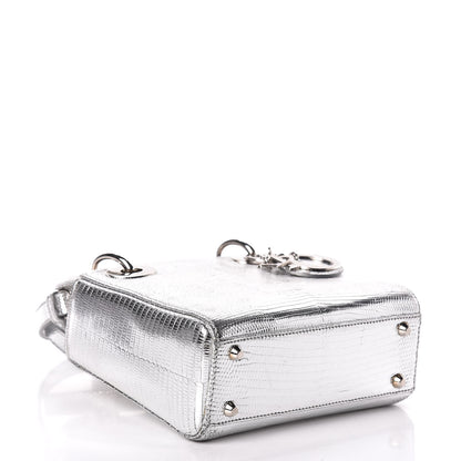 Christian Dior Metallic Lizard Mini Lady Dior Silver 4 of 13