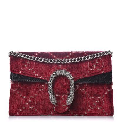 Gucci Velvet GG Monogram Super Mini Dionysus Shoulder Bag Red Cipria Black 1 of 11