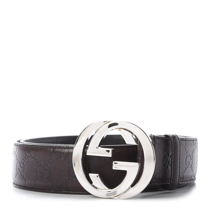 Gucci Guccissima Interlocking G Belt 90 36 Dark Brown 1 of 4