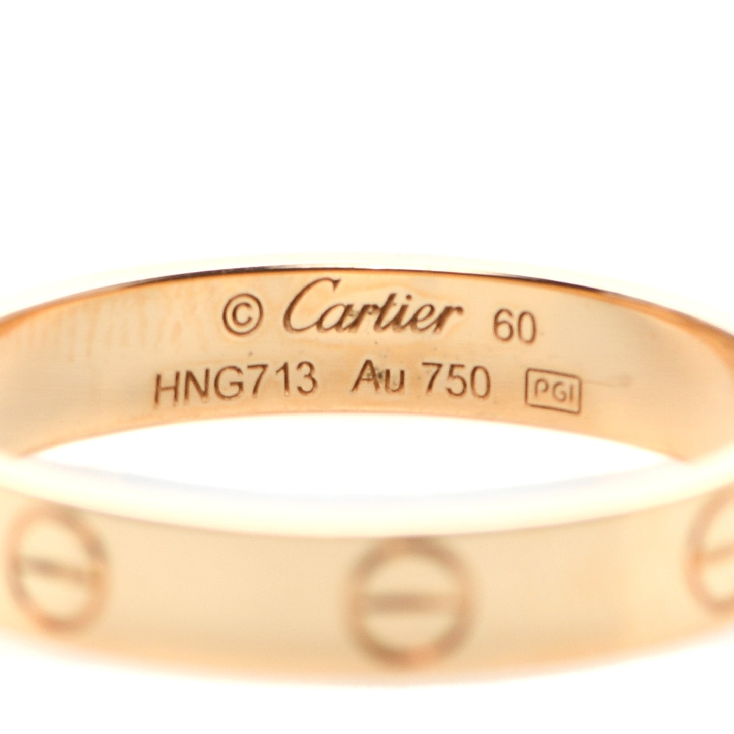 18K Yellow Gold 3.5mm LOVE Wedding Band Ring 60 9