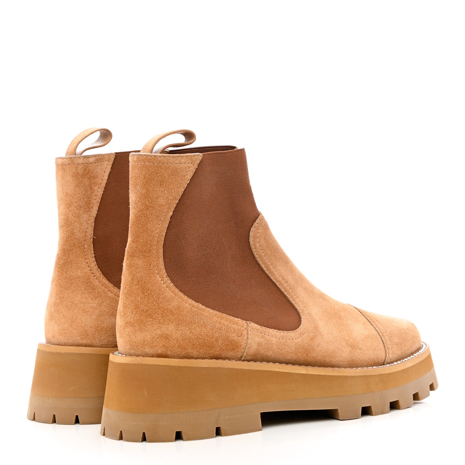 Jimmy Choo Suede Crystal Clayton Flat Ankle Boots 37.5 Caramel 4 of 8
