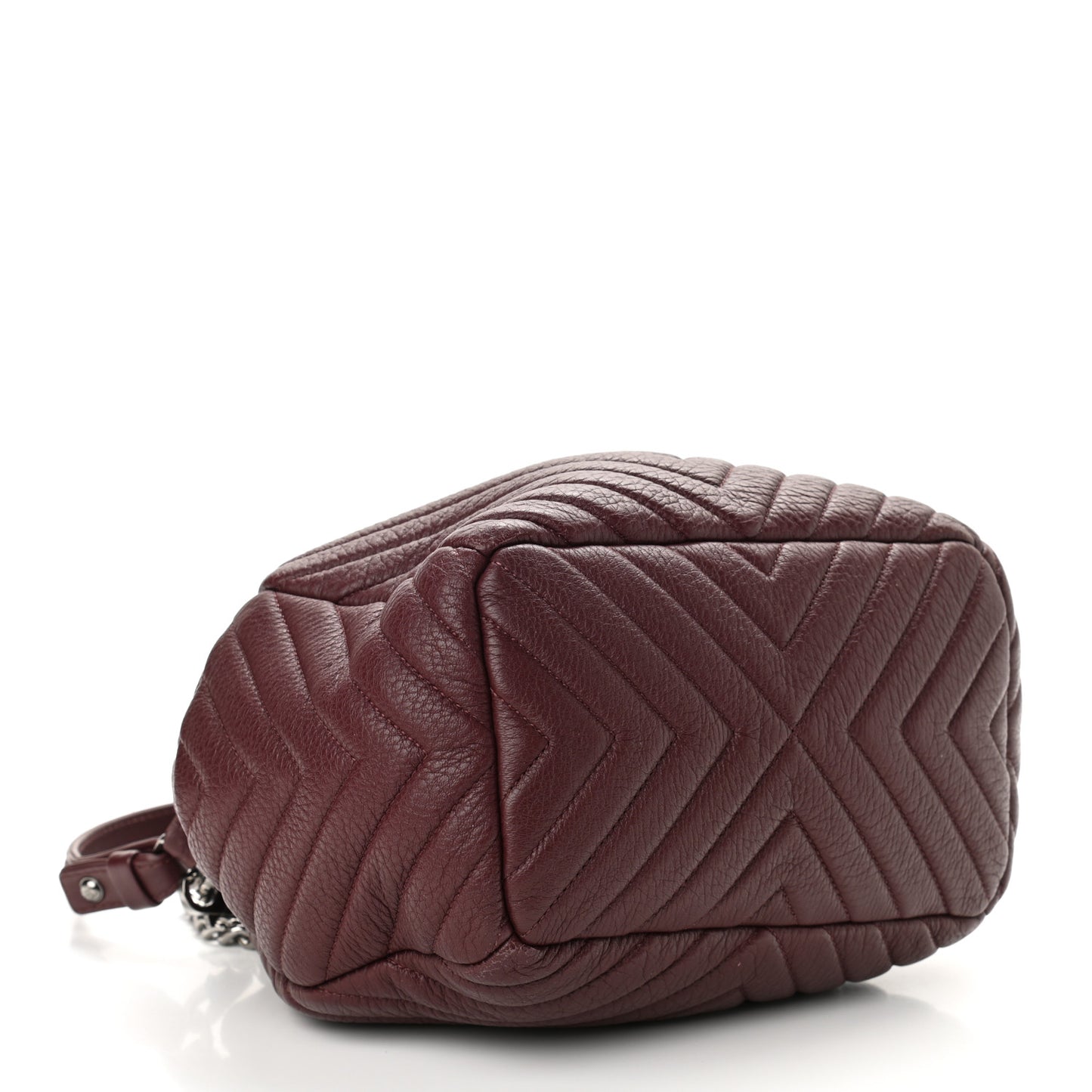 Deerskin Chevron Medium CC Chain Bucket Drawstring Bag Burgundy