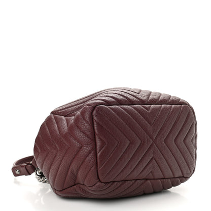 Chanel Deerskin Chevron Medium CC Chain Bucket Drawstring Bag Burgundy 4 of 10