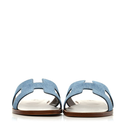 Hermes Denim Canvas Oran Sandals 39 Bleu Clair 2 of 4