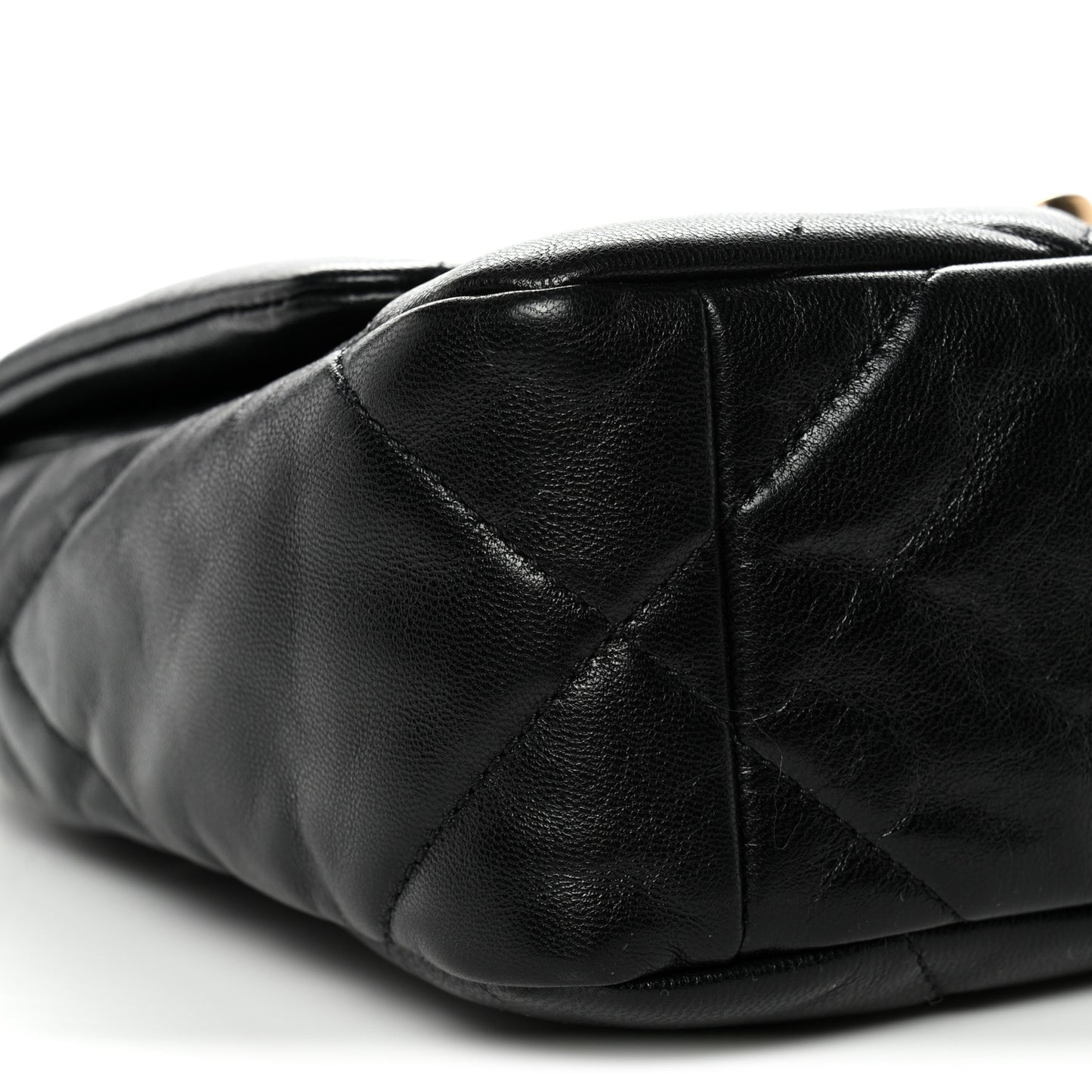 Shiny Goatskin Quilted Medium Chanel 19 Flap Black