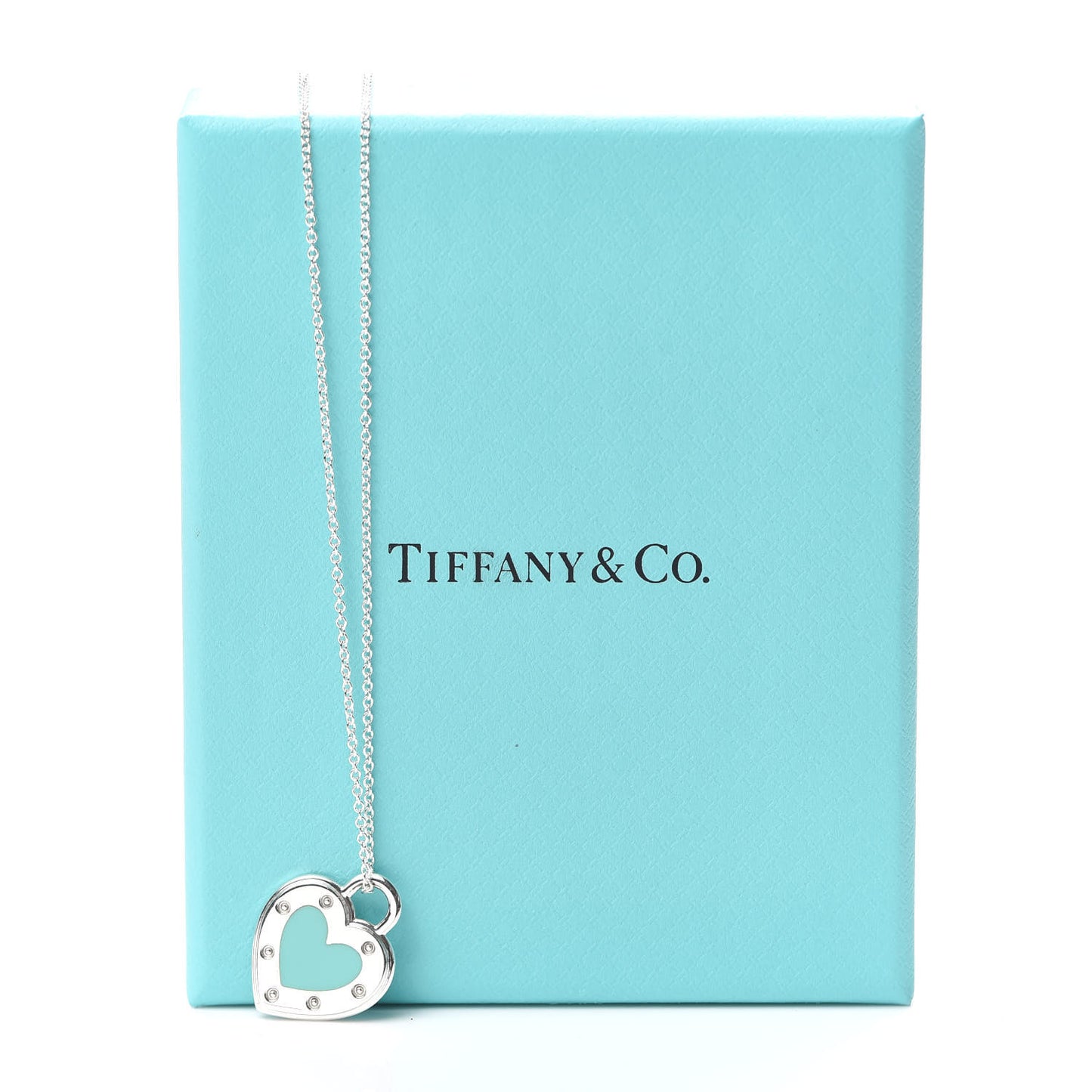Sterling Silver Enamel Return to Tiffany Love Heart Necklace Blue
