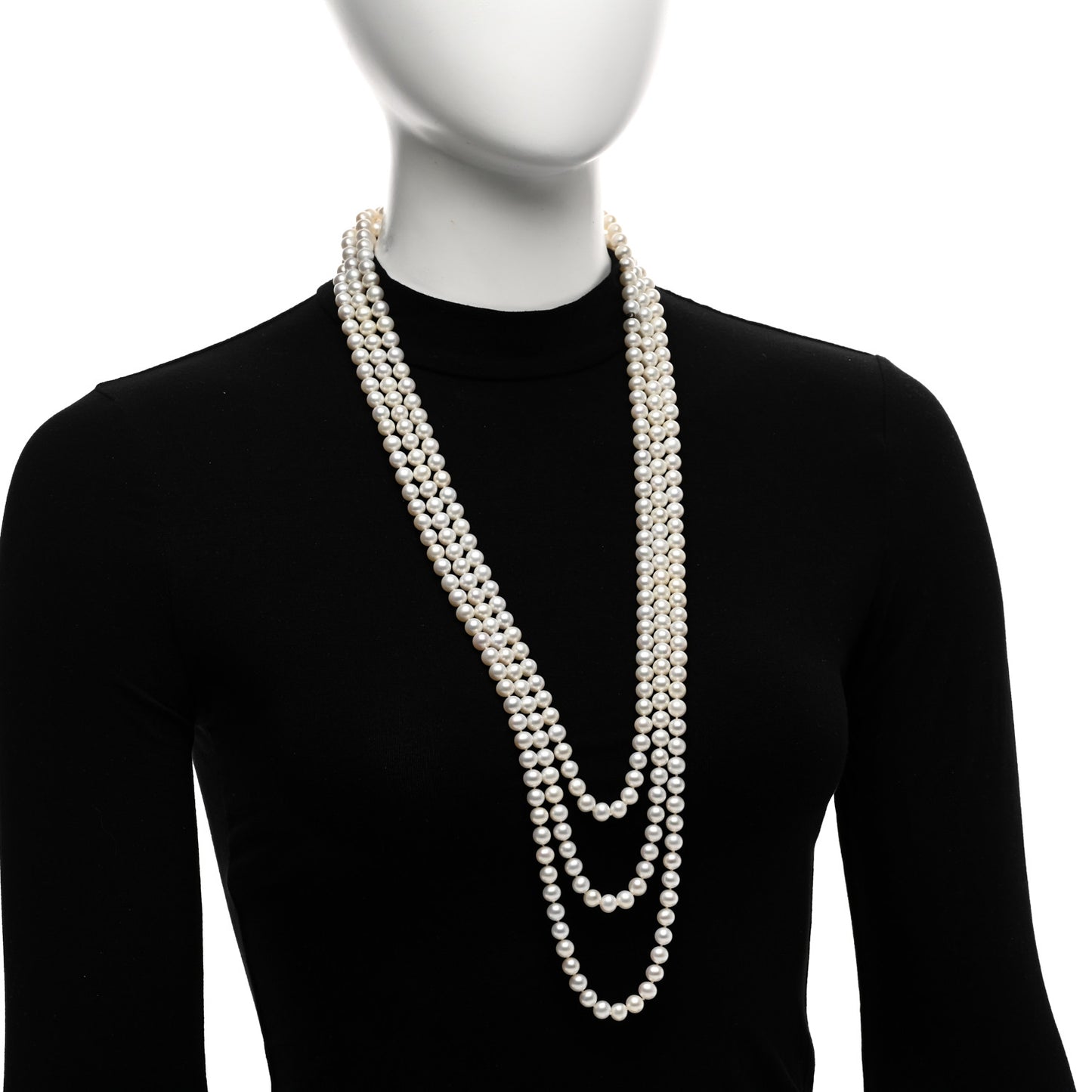 Sterling Silver Pearl 7.5-8mm Ziegfeld Strand Necklace 96"