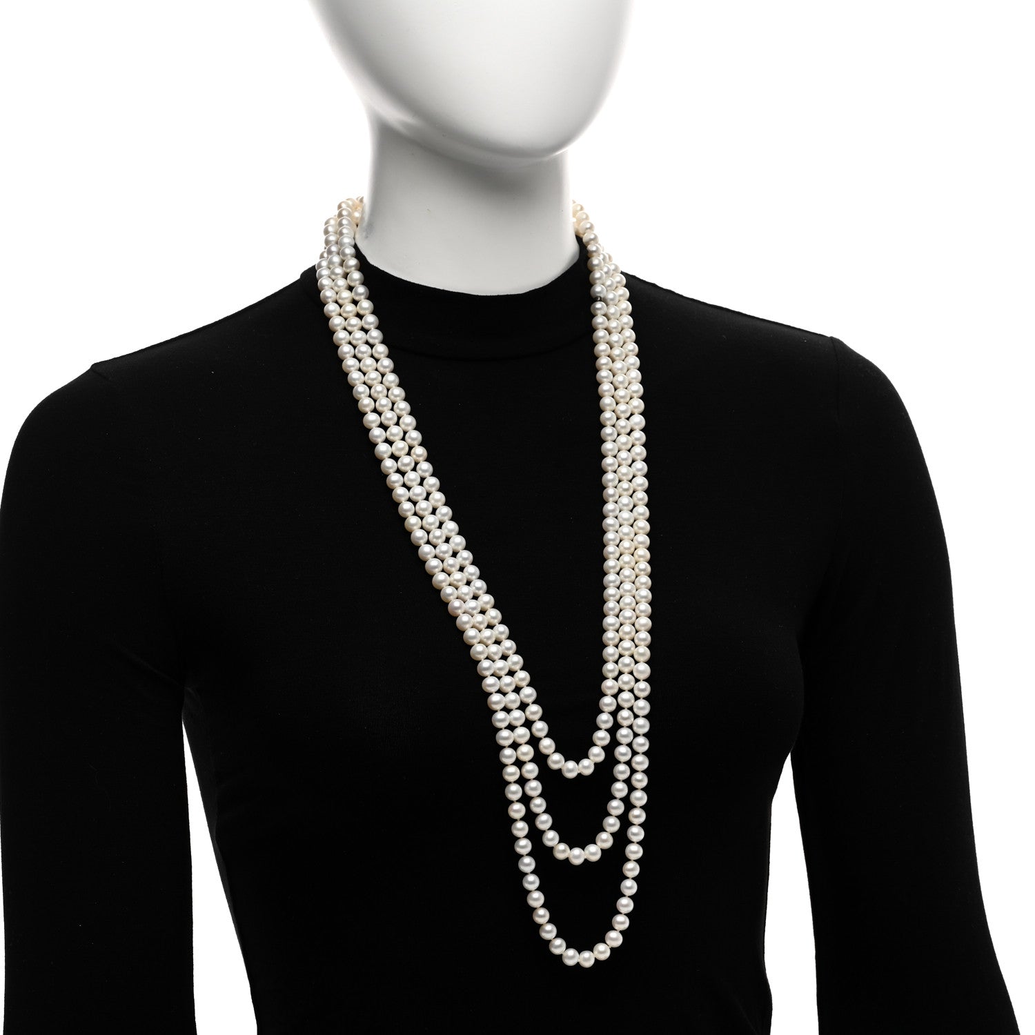 Tiffany Sterling Silver Pearl 7.5-8mm Ziegfeld Strand Necklace 96" 2 of 5
