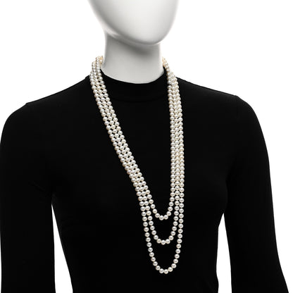 Tiffany Sterling Silver Pearl 7.5-8mm Ziegfeld Strand Necklace 96" 2 of 5