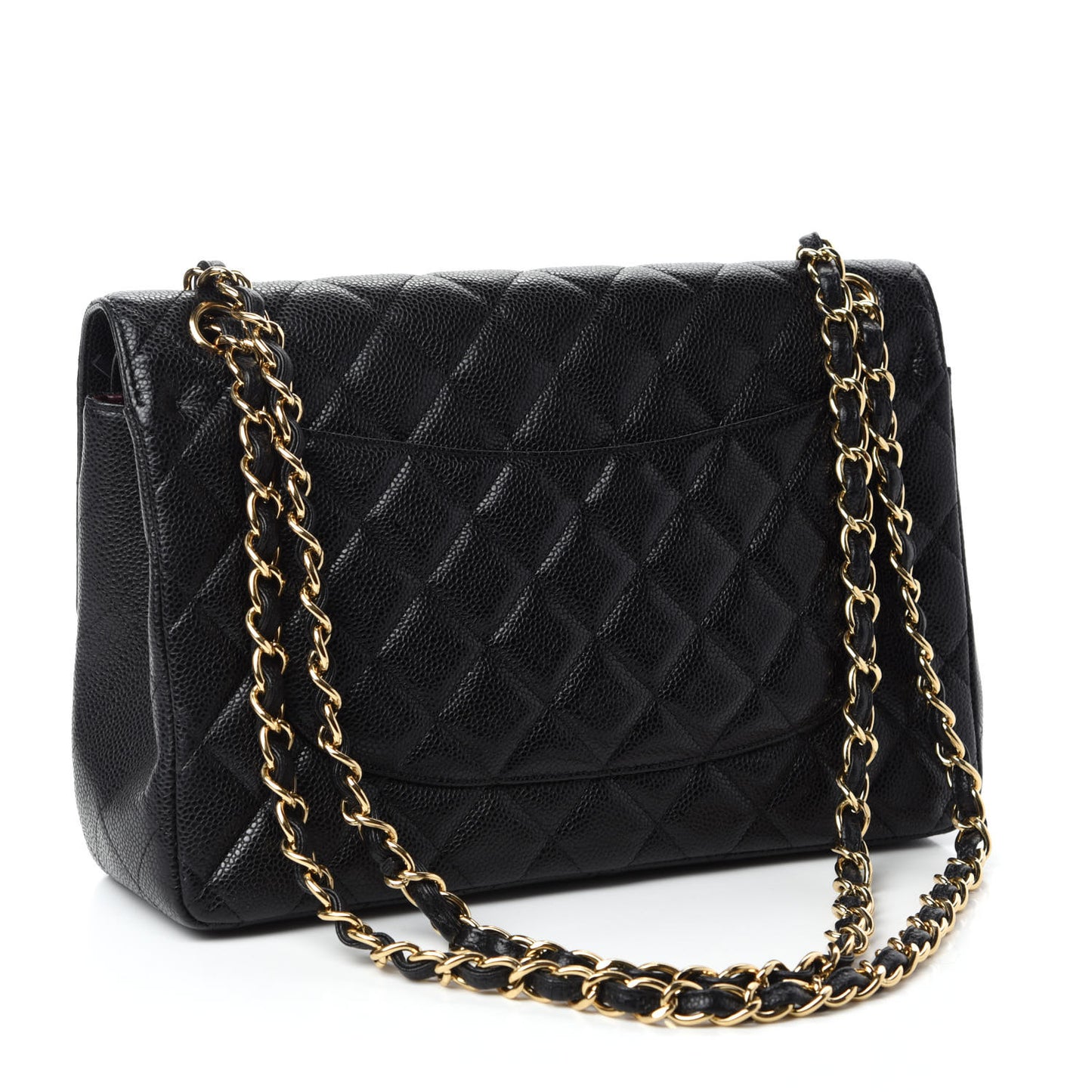 Caviar Quilted Jumbo Double Flap Black