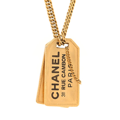 Chanel ID Dog Tag Charm Necklace Gold 4 of 8