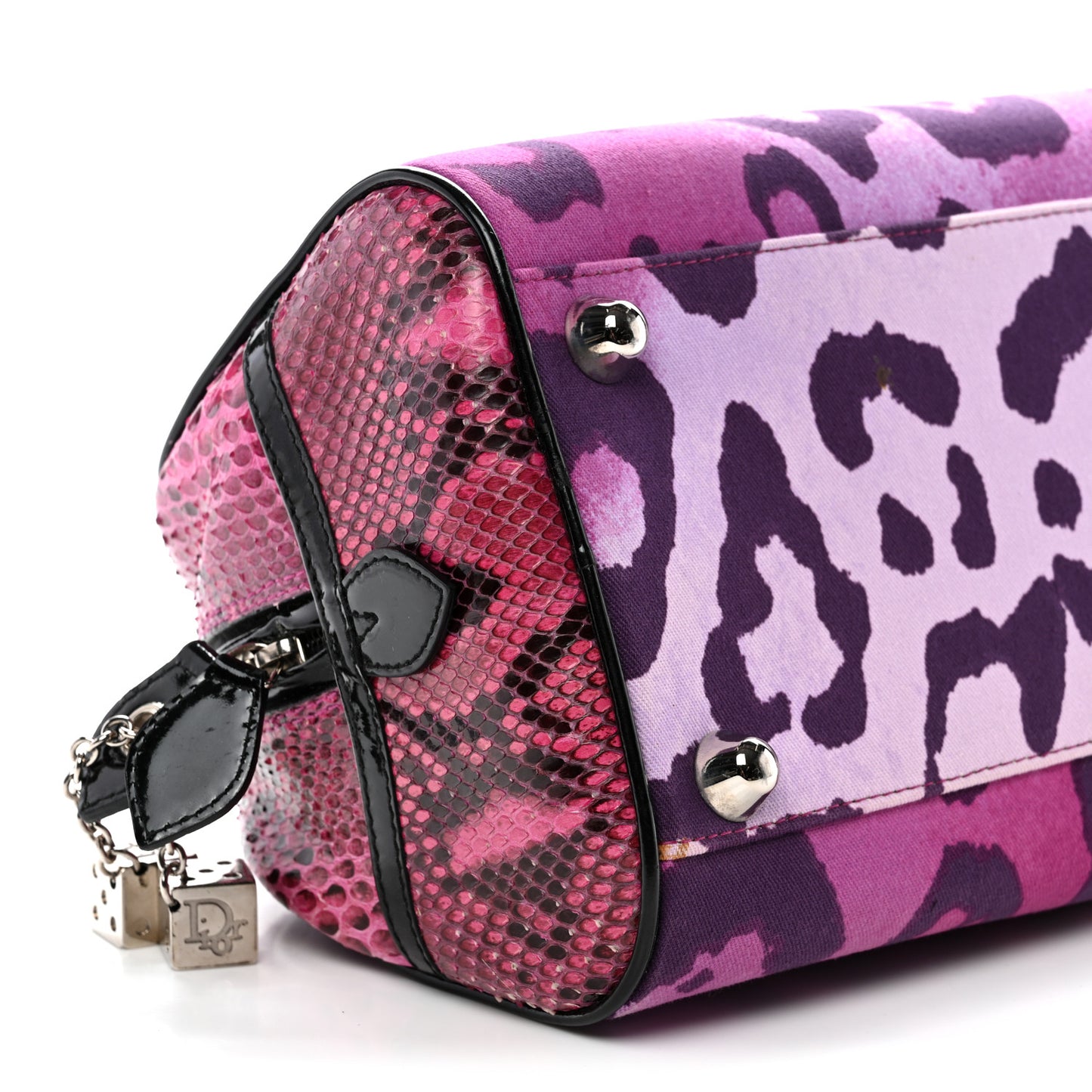 Snakeskin Leopard Gambler Dice Bowler Pink